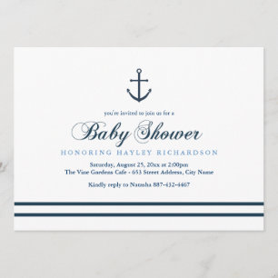 Blue & White Nautical Baby Shower Invite