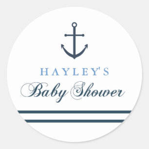 Blue & White Nautical Baby Shower Sticker