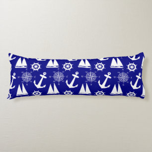 Blue White Nautical Coastal Boating Body Cushion
