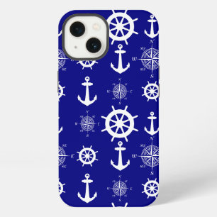 Blue White Nautical Coastal Boating iPhone 13 Case