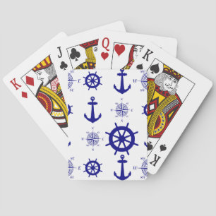 Blue White Nautical Coastal Boating Playing Cards