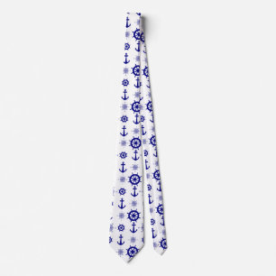 Blue White Nautical Coastal Boating Tie