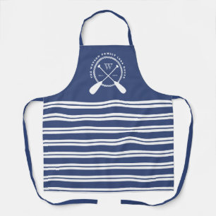 Blue White Nautical Lake House Monogram Apron
