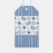 Blue & White Nautical stripes and shells