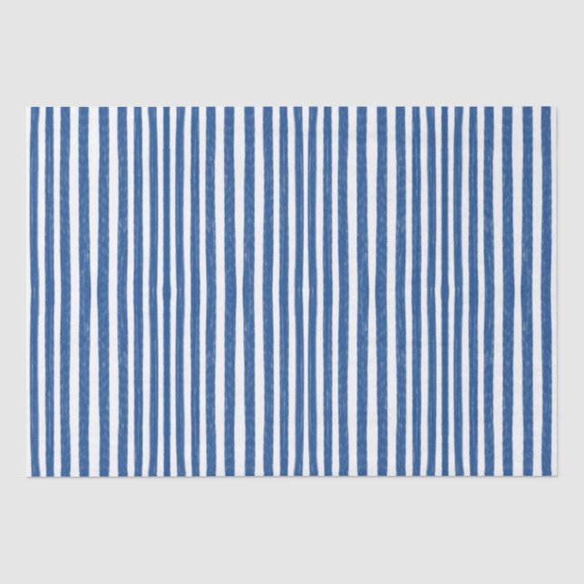 Blue & White Nautical stripes Tissue Paper (Front)