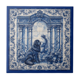 Blue & White Newfoundland Garden Tile Mural