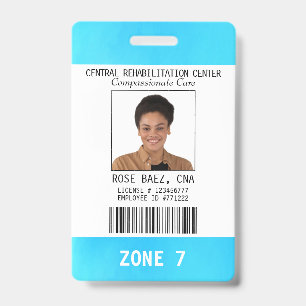  Blue White Nurse Aide CNA Photo ID Name Badge