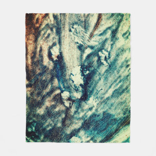 Blue & White Ocean Waves  Fleece Blanket