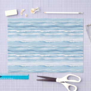 Blue White Ocean Waves Wedding Tissue Paper