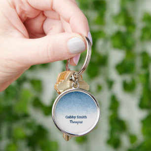 Blue white ombre gradient key ring