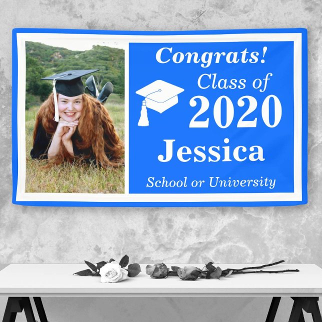 Blue White One Photo Class of 2024 Graduation Banner (Creator Uploaded)