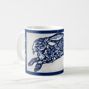 Blue & White Oriental Rabbit Designer Coffee Mug
