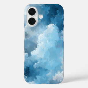 Blue & White Painted Clouds iPhone 16 Case