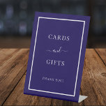 Blue white party card gifts sign<br><div class="desc">A dark blue background and a white frame. Text: Cards and Gifts.  Thank you!</div>
