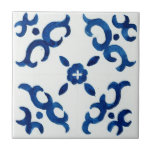 Blue & White Pattern Mediterranean Watercolor Tile<br><div class="desc">Give your home a one-of-a-kind allure with our Blue & White Floral Pattern Mediterranean Watercolor Ceramic Tile. Impressively crafted in an eye-catching watercolor look, this Mediterranean-style ceramic tile brings a unique charm to kitchens and bathrooms alike. Its delicate blue and white pattern creates an ornate look reminiscent of the sunbaked...</div>