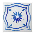 Blue & White Patterned Watercolor Mediterranean Tile<br><div class="desc">Are you looking to give the walls of your home a one-of-a-kind, timeless style? Look no further than this Blue & White Patterned Watercolor Mediterranean Ceramic Tile! This beautiful tile is a fresh take on a classic, Mediterranean style. The gentle lines of its design have been delicately rendered in watercolor...</div>