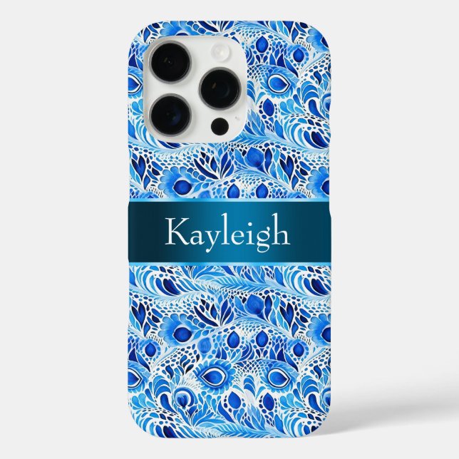 Blue White Peacock Feathers   Case-Mate iPhone Case (Back)