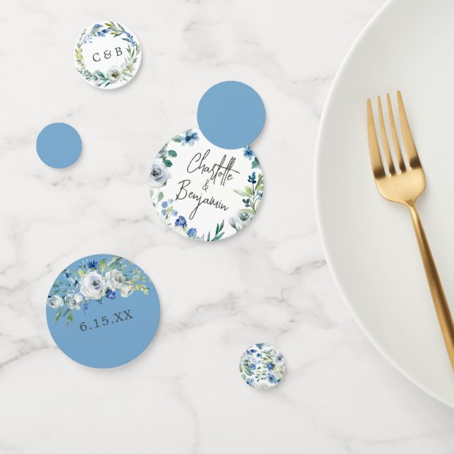 Blue White Peony Floral Chic Spring Garden Wedding Confetti (Group)