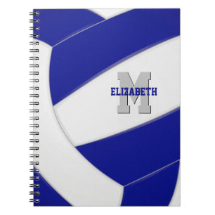 blue white personalised girls boys volleyball notebook