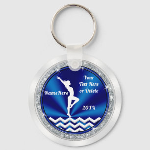 Blue White Personalised Gymnastics Gifts for Girls Key Ring