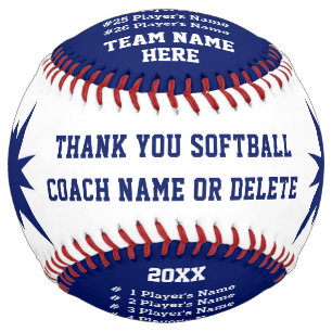 Blue, White Personalised Softball Coach Gifts