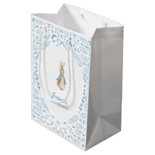 Blue White Peter the Rabbit Beatrix Baby Shower Medium Gift Bag