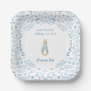 Blue White Peter the Rabbit Beatrix Baby Shower  Paper Plate