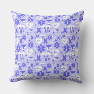 Blue white pharmacy element pattern cushion