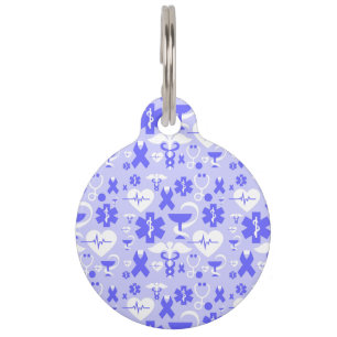 Blue white pharmacy element pattern pet tag