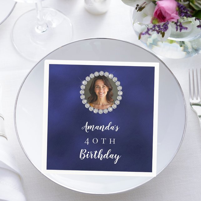 Blue white photo diamonds napkin (Creator Uploaded)