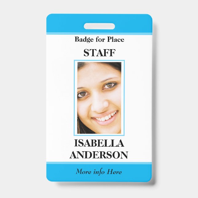 Blue white photo Staff ID Badge (Front)