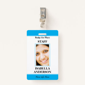 Blue white photo Staff ID ID Badge