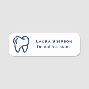 Blue White Pin Magnetic Back Company Logo Name Tag