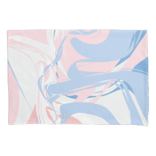 Blue White Pink Marble Swirl  Pillowcase