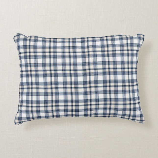 Blue White Plaid 1 Decorative Cushion (Front)