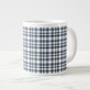 Blue White Plaid 1 Large Coffee Mug