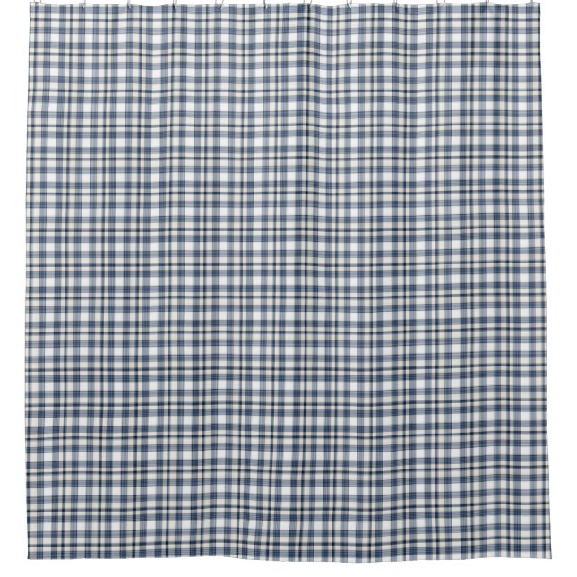 Blue White Plaid 1 Shower Curtain (Front)