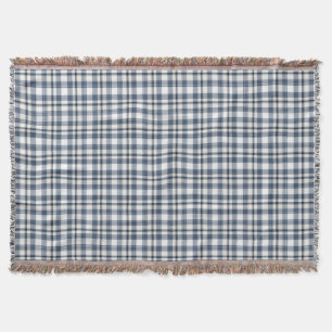 Blue White Plaid 1 Throw Blanket