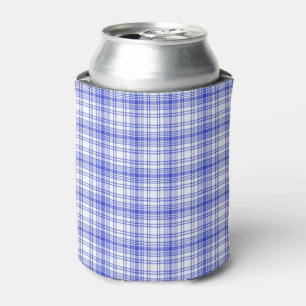 Blue White Plaid 2 Can Cooler