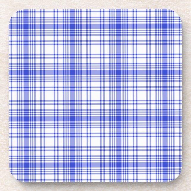 Blue White Plaid 2 Coaster (Front)