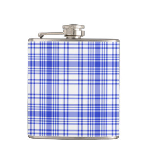 Blue White Plaid 2 Hip Flask