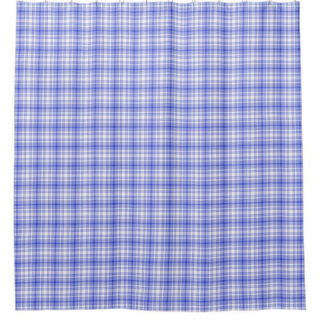 Blue White Plaid 2 Shower Curtain (Front)
