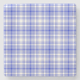 Blue White Plaid 2 Stone Coaster