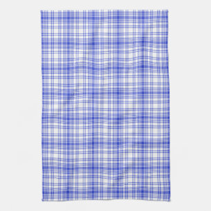 Blue White Plaid 2 Tea Towel