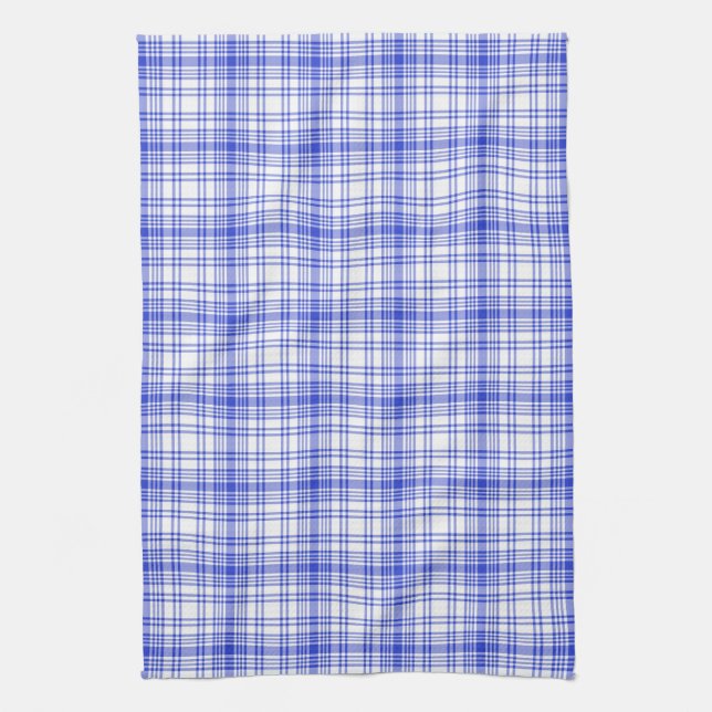 Blue White Plaid 2 Tea Towel (Vertical)