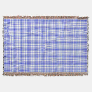 Blue White Plaid 2 Throw Blanket