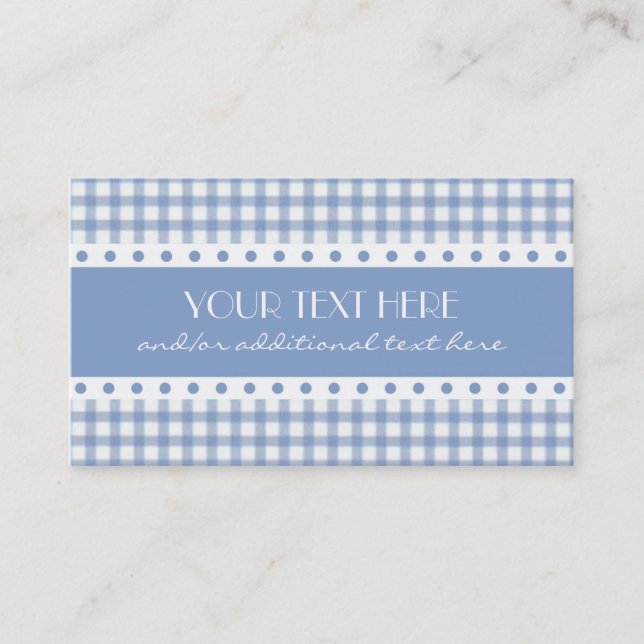 Blue & White Plaid Business Card (Front)