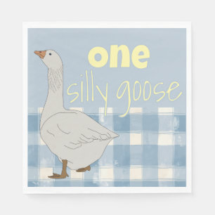 Blue & White Plaid Napkin One Silly Goose