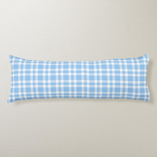 Blue White Plaid Pattern Body Cushion (Front)