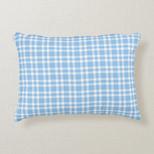 Blue White Plaid Pattern Decorative Cushion